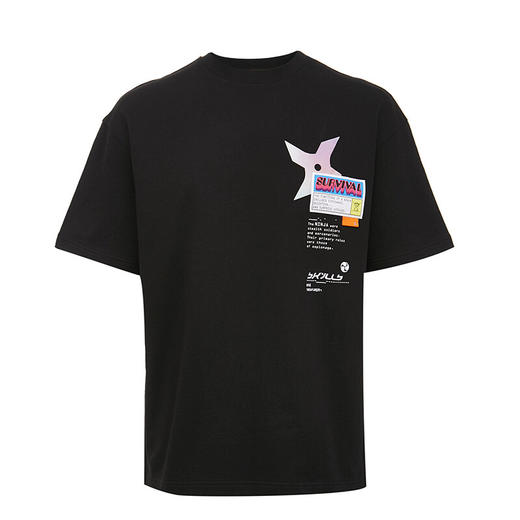 JackJones杰克琼斯男士装夏季纯棉宽松潮男士字母短袖T恤221301039 E40黑色 商品图3