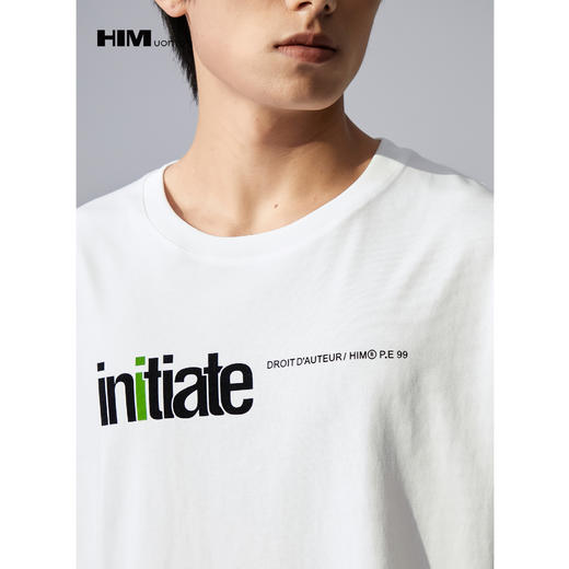 HIM漢崇 短袖T恤趣味拼色植绒印花潮流男士休闲圆领衫 2026夏季 商品图3