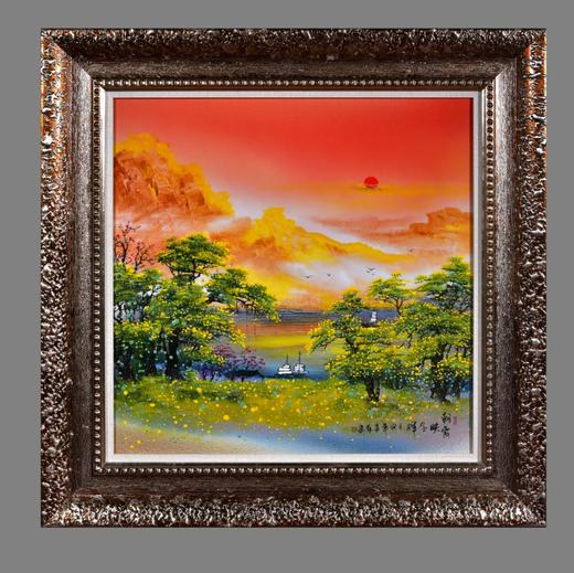 陈彦艺：高温色釉综合装饰朝霞映金辉瓷板画 商品图0