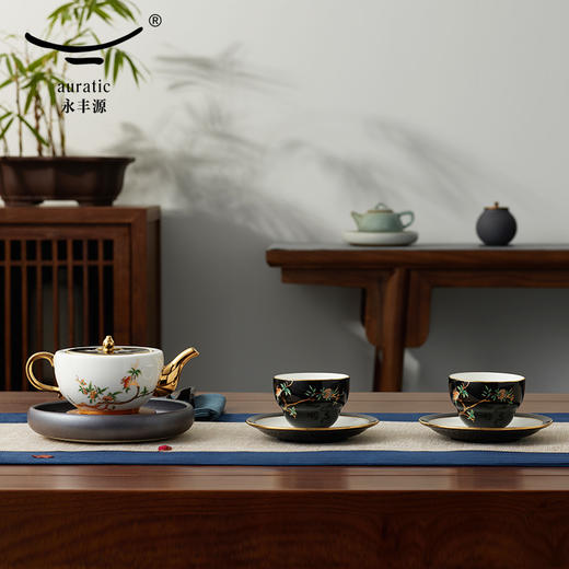 【国瓷·永丰源】石榴家园6头陶瓷茶具 中式茶杯套装 轻奢礼品 商品图3
