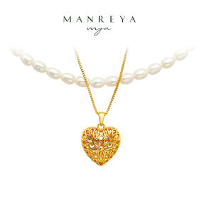 Manreya玛芮雅「以爱之名-爱恋」淡水珍珠镂空爱心双层项链
