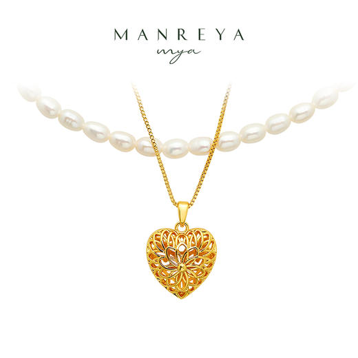 Manreya玛芮雅「以爱之名-爱恋」淡水珍珠镂空爱心双层项链 商品图0
