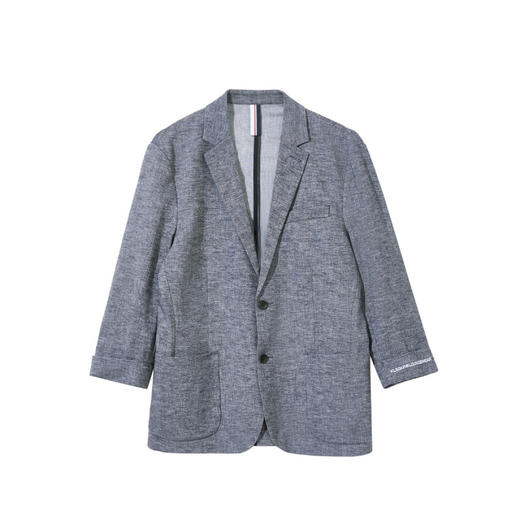 JackJones杰克琼斯春修身亚麻混合环保可降解材质平驳领西装外套22228P001 E39藏蓝色 商品图3