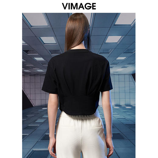 VIMAGE纬漫纪新款显瘦短款T恤上衣女V1802402 商品图9