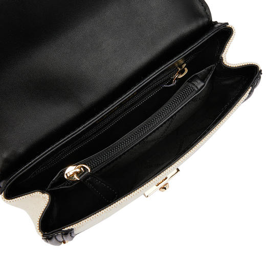 MICHAEL KORS 迈克.科尔斯 MK女包 女士拼皮金属铆钉链条单肩斜挎包 米色/黑色 30T1G1SL5C 商品图3