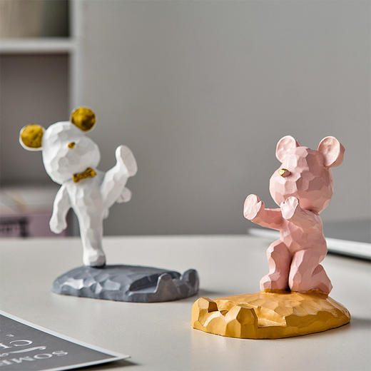 暴力熊手机支架看电视可爱卡通风少女心学生礼物创意摆件 商品图2