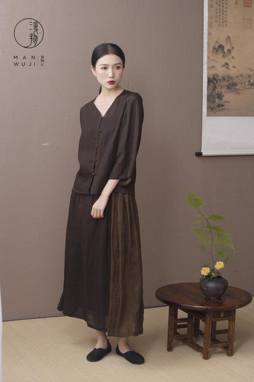 漫物记丝麻香云纱拼接半裙XYS-W274 商品图2