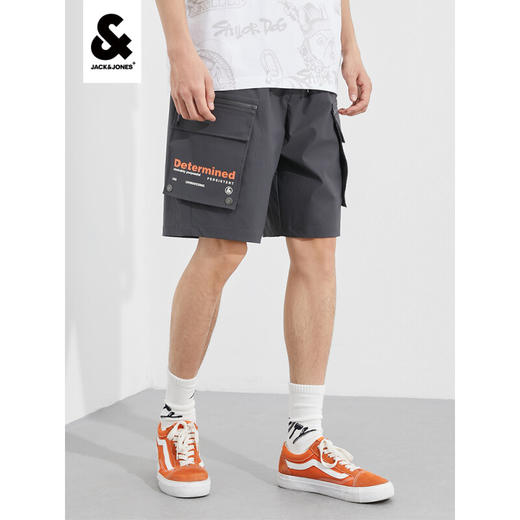 JackJones杰克琼斯夏季男士多口袋设计纯色百搭流行高街工装短裤222215015 E44黑砂色 商品图0