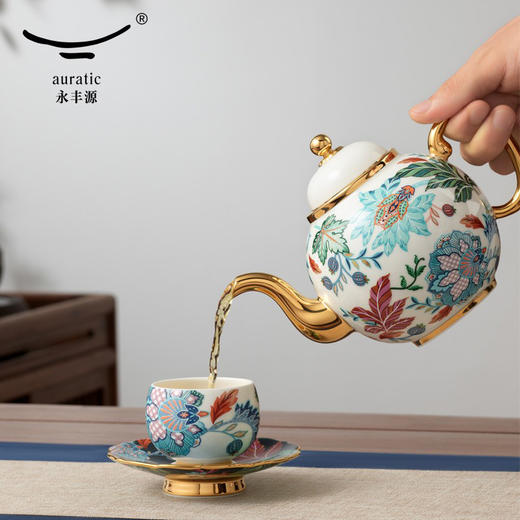 【国瓷·永丰源】幸福满园10头陶瓷茶具套装 中式茶杯茶壶【不含木架】 商品图0