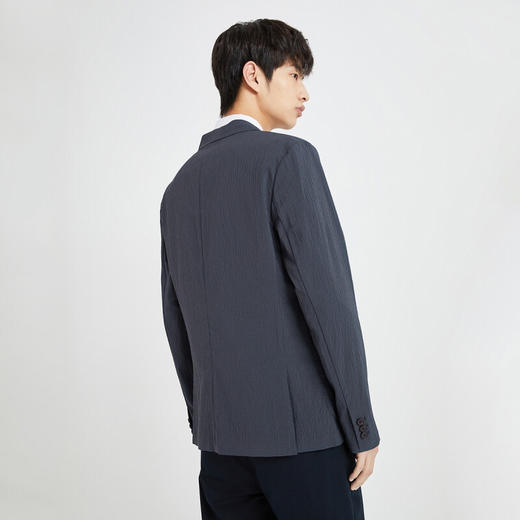 JackJones杰克琼斯秋男士商务简约纯色泡泡纱修身休闲西装221308001 E40沥青色 商品图1