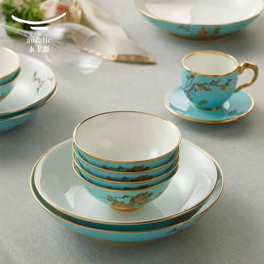 【国瓷·永丰源】西湖蓝46头餐具套装 陶瓷碗盘碟勺组合 商品图1