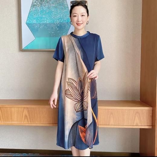 NP-TB676068842300 夏装气质短袖连衣裙中年女裙子中老年女装雪纺连衣裙 商品图5
