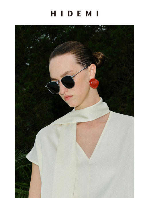 HIDEMI 度假系列简约流线感不规则圆形耳环 红色/奶油蓝/绿色 商品图3