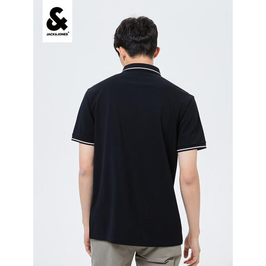 Jack Jones杰克琼斯T恤夏季男百搭胸前刺绣装饰潮流POLO-SHIRT222206074 E40黑色 商品图1