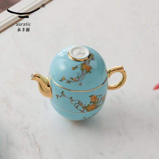 【国瓷·永丰源】夫人瓷西湖蓝4头旅行茶具 便携式泡茶套装 商品图2