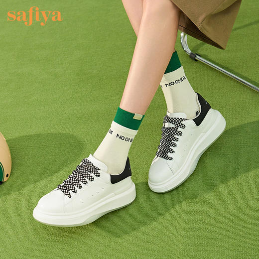 Safiya索菲娅棋盘格系带果冻底小白鞋2022秋新款潮酷休闲鞋SF23112035 商品图6