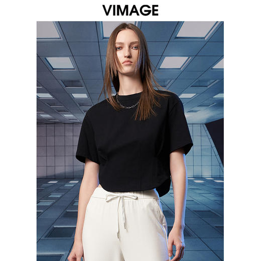 VIMAGE纬漫纪新款显瘦短款T恤上衣女V1802402 商品图5