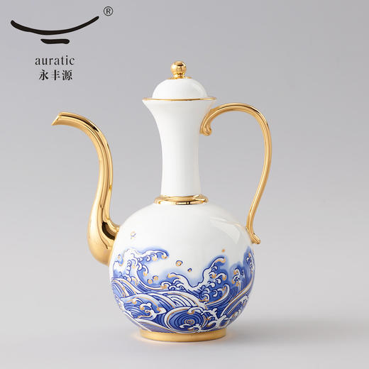 【国瓷·永丰源】先生瓷海上明珠 10头陶瓷白酒具套装 明酒高脚杯酒壶 商品图1