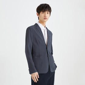 JackJones杰克琼斯秋男士商务简约纯色泡泡纱修身休闲西装221308001 E40沥青色