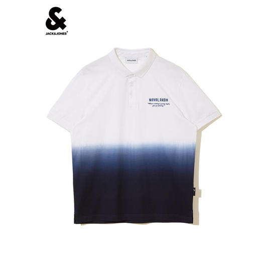 JackJones杰克琼斯夏男商务休闲渐变字母百搭短袖翻领POLO-SHIRT222206030 雪白色-A06 商品图3