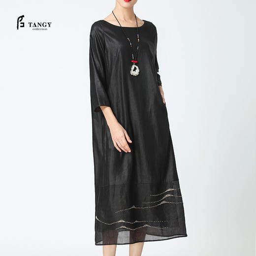 TANGY Collection2022年夏季休闲民族风莨绸女士连衣裙 商品图0