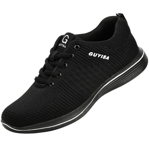 超轻黑色四季款劳保鞋男轻便工作鞋钢包头防砸防刺穿网面安全舒适橡塑轻底耐磨防护功能鞋 商品图4