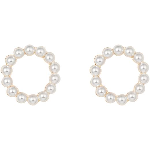 ZENGLIU韩国气质圆圈圈耳环女个性法式仿珍珠耳钉复古耳饰 商品图3