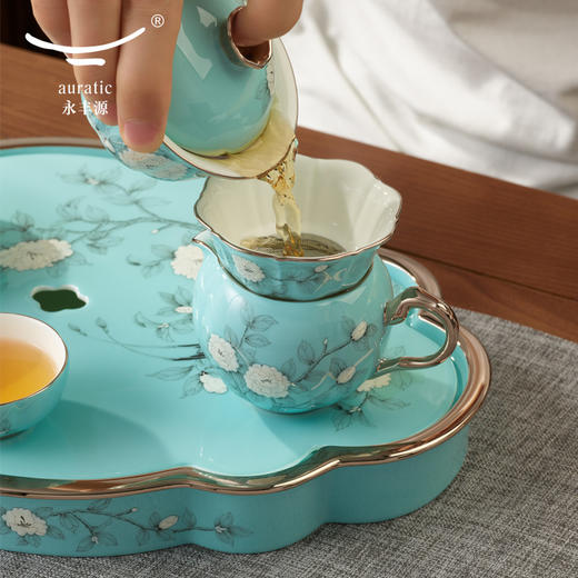 【国瓷·永丰源】手绘蓝15头茶具 陶瓷茶杯茶壶带茶盘 套装礼品 商品图1
