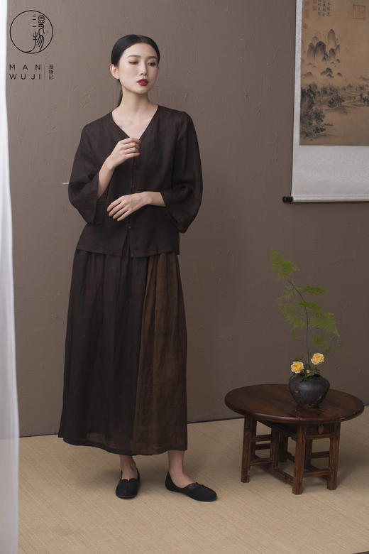 漫物记丝麻香云纱拼接半裙XYS-W274 商品图3