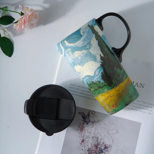 大都会艺术博物馆梵高大师系列麦田与柏树陶瓷高款马克杯饮水杯 商品图1