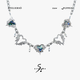 ATELIERSO 22AW天使系列鲍鱼贝羽毛爱心拼接项链