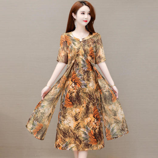 YWE 615贵夫人雪纺裙优雅气质印花修身显瘦时尚连衣裙 商品图2