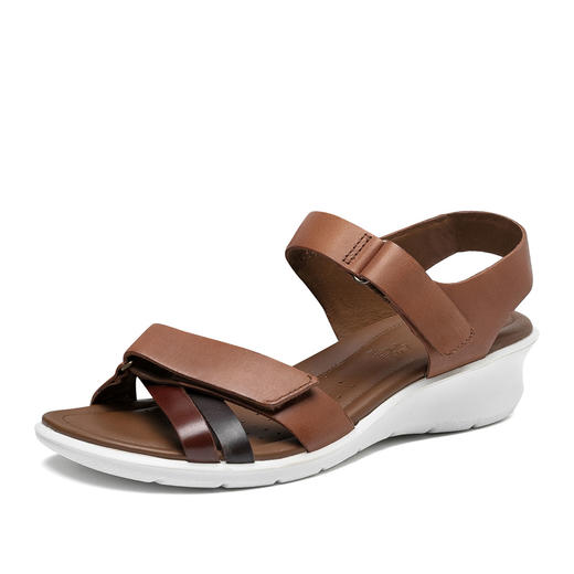 爱步Ecco 魔术贴坡跟露趾舒适罗马休闲鞋凉鞋女鞋216633 21663351959【鞋子均有瑕疵，介意慎拍】 商品图0