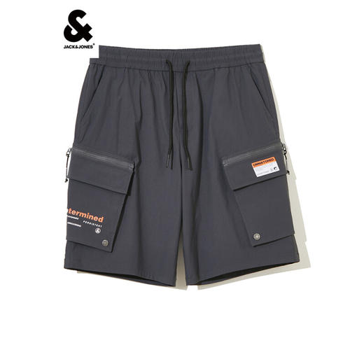 JackJones杰克琼斯夏季男士多口袋设计纯色百搭流行高街工装短裤222215015 E44黑砂色 商品图3