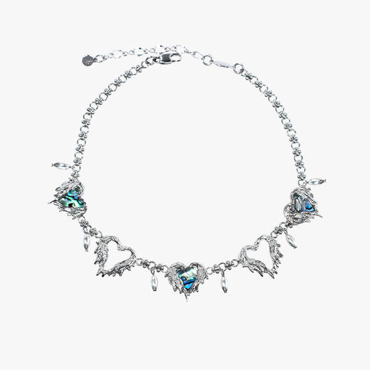 ATELIERSO 22AW天使系列鲍鱼贝羽毛爱心拼接项链 商品图1