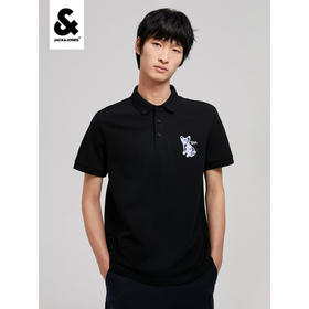JackJones杰克琼斯男春舒适百搭含棉POLO-SHIRT222206079 E40黑色