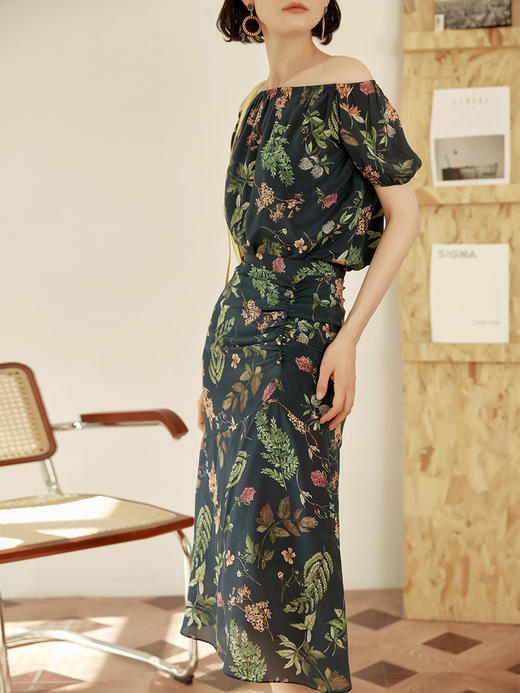 真丝半身裙女夏季桑蚕丝高腰碎花复古鱼尾裙子 商品图2