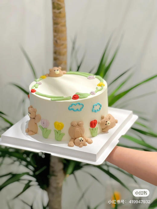 奶油熊手绘蛋糕，需提前48小时预定 商品图1