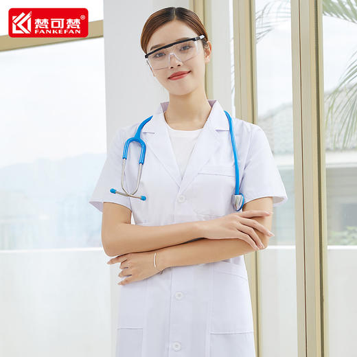 夏季白大褂短袖医生护士服医师大衣化学实验室美容院工作服绣字 商品图2