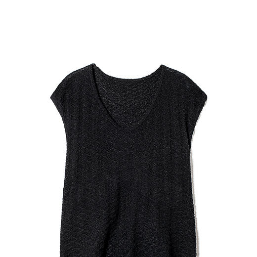 女士2022年新款12针单边虚线针法绢丝混纺特种纱露背针织T恤 商品图4