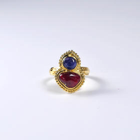 清代红蓝宝石明式葫芦戒指