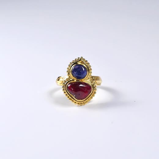 清代红蓝宝石明式葫芦戒指 商品图0