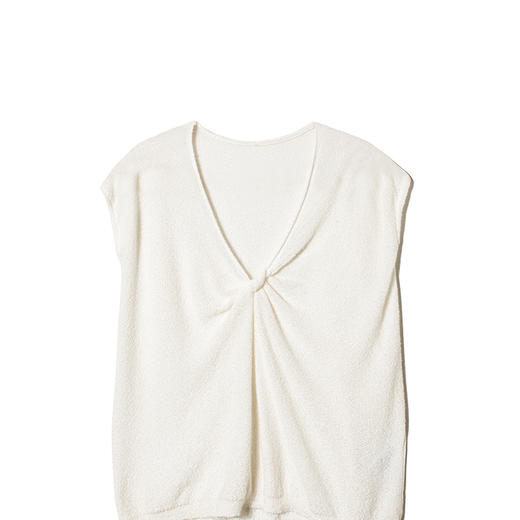 女士2022年12针单边针法绢丝混纺特种纱扭结针织T恤 商品图4