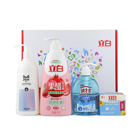 立白 miss洗衣液480g+果醋洗洁精1kg+洗手液500g+精油皂 4件套礼盒送礼 商品图5