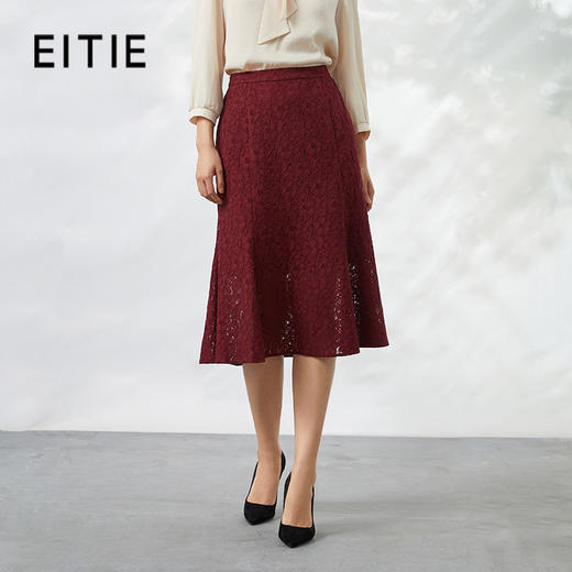EITIE爱特爱夏季新款优雅温柔气质显瘦纯色a字包臀蕾丝半身裙B2206920 商品图0