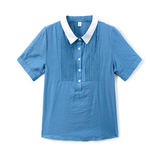 MZ802626 气质通勤宽松款2022夏季新款时尚型修身款棉麻短袖衬衫百搭上衣女 商品图4