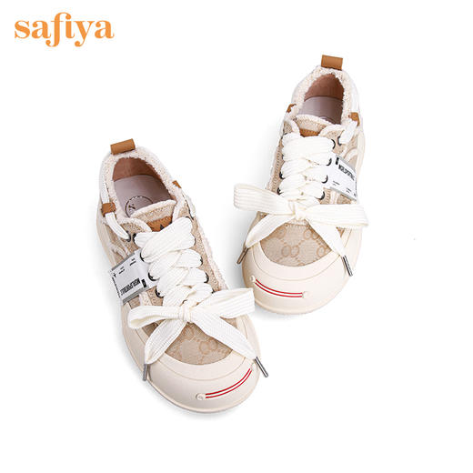 Safiya索菲娅笑脸头网红系带松糕厚底帆布鞋2022秋新款SF23112401 商品图7
