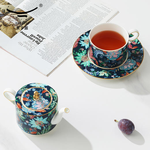 【国瓷·永丰源】幸福满园 4头茶咖具 咖啡具客厅 茶壶茶杯碟 新品 商品图2