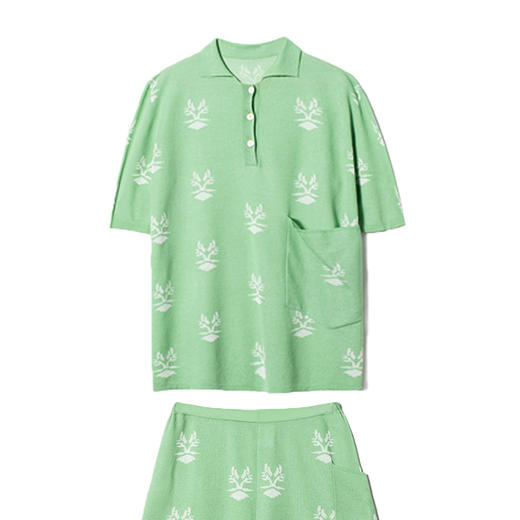 16针单股芝麻点针法混纺有机棉针织polo套装 商品图4