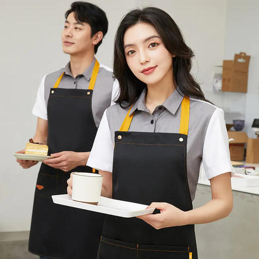 网红围裙定制logo印字时尚家用厨房工作服女餐饮服务员防泼水围腰 商品图2